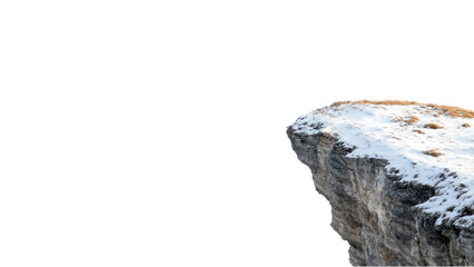 Snowy Mountain Range, Snow-covered cliff edge on transparent background.