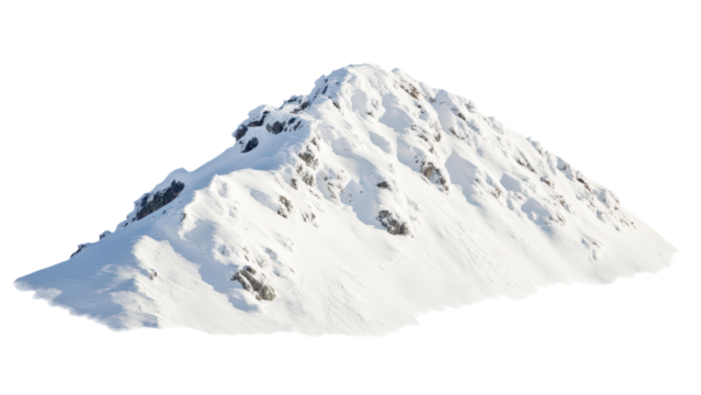 Snowy Mountain Range, Snow-covered mountain peak on transparent background.