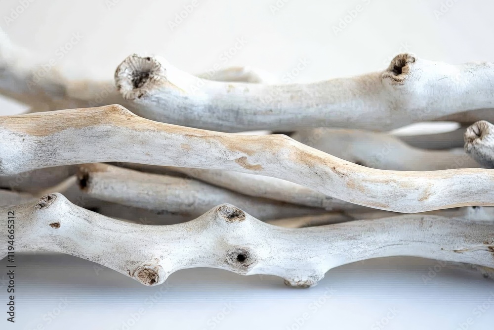 Poster light-colored driftwood pieces with smooth and gentle curves arranged in an aesthetically pleasing m