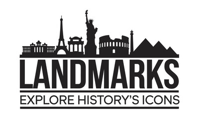 Countries landmark vector clipart