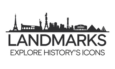 Fototapeta premium Countries landmark vector clipart