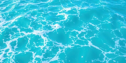 Obraz premium Beautiful blue turquoise water texture of the ocean with foamy waves, peaceful, summer