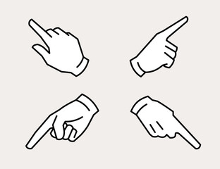 Hands pointing corner icons