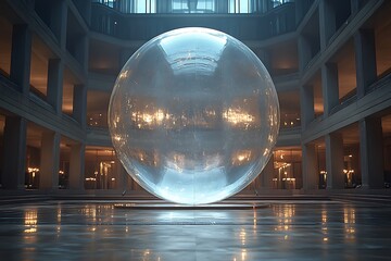 Transparent Sphere in Grand Architectural Interior