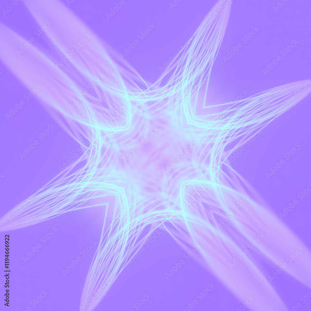 Poster geometric illustration of an abstract symmetrical shape in light blue. 3d render