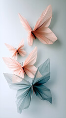 Fototapeta premium Floating paper origami butterflies mosaic