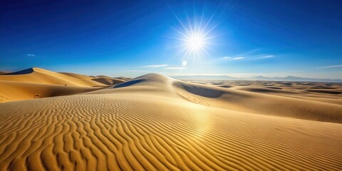 Naklejka premium Golden Sand Dunes Basking in Bright Sunlight and a Clear Blue Sky