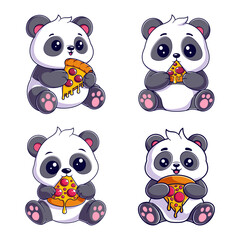Panda eating pizza, package design
