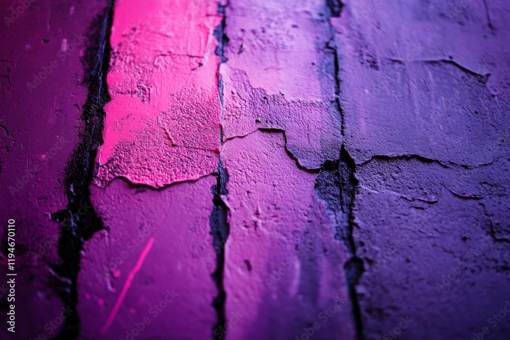 Poster A striking abstract texture featuring vibrant pink and purple tones with visible cracks and layers, creating a dynamic sense of depth and movement.
