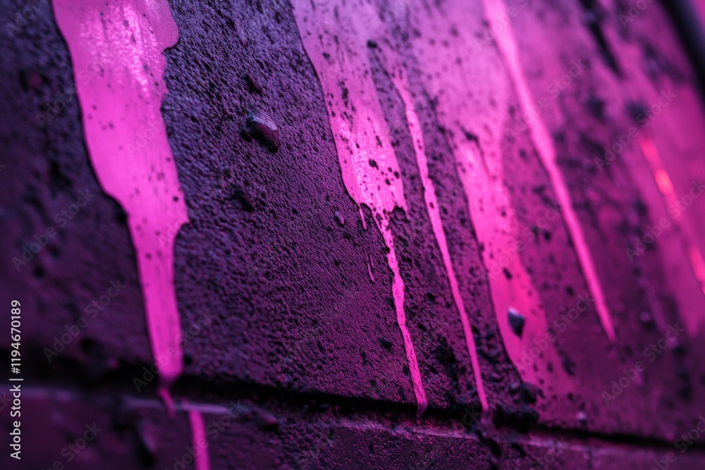 Aufkleber this image features striking pink paint dripping down a textured dark wall, contrasting the bright h