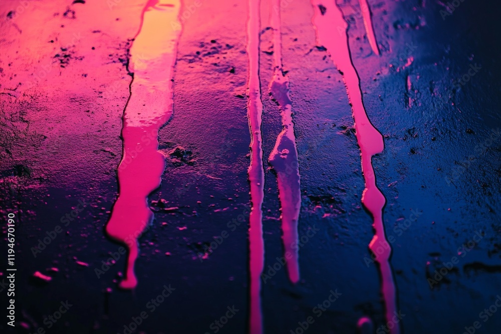 Poster a dynamic image showcasing flowing neon pink and blue paint streaks over a textured surface, conveyi
