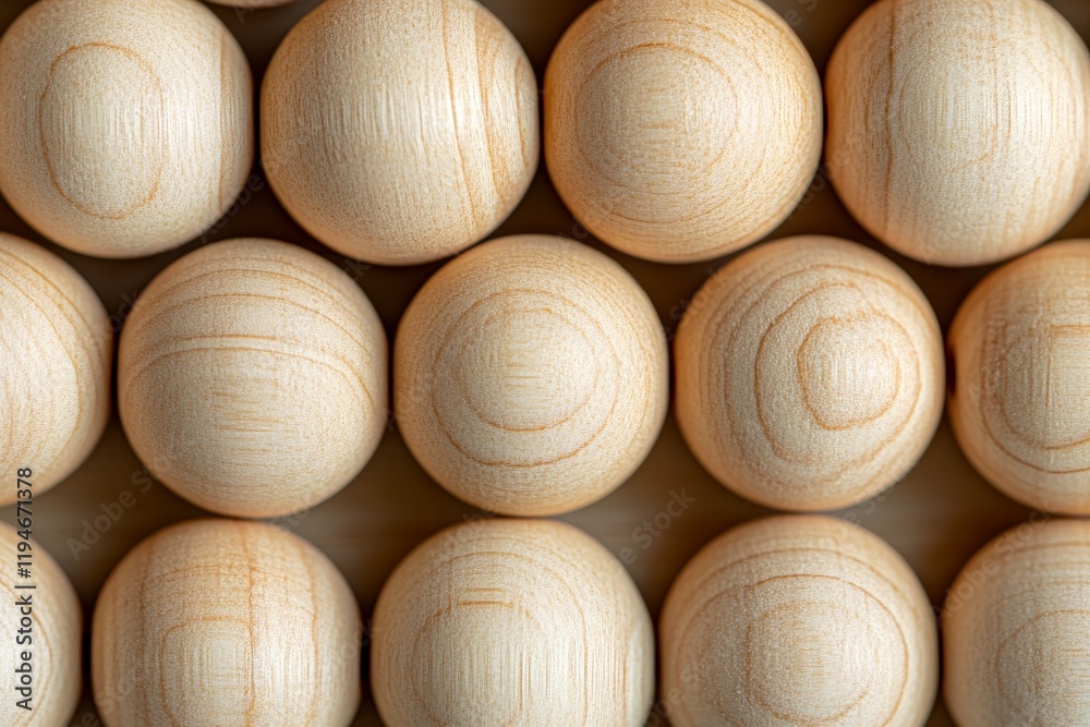 Poster unfinished wooden beads are neatly displayed, revealing their potential to be transformed into vario
