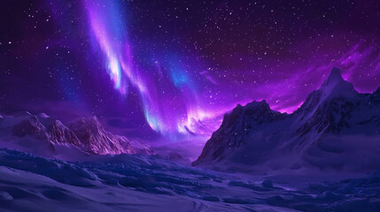 Majestic Aurora Borealis Illuminates Snowy Mountain Range