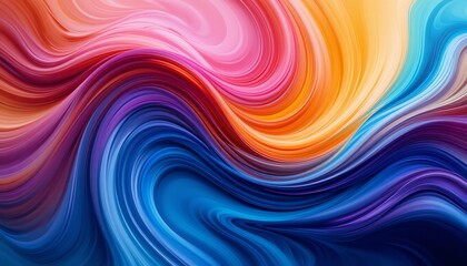 Obraz premium Digital Abstract Illustration of Vibrant Swirling Colors Blending Into One Another, Creating a Smooth, Flowing Background Ideal for Modern Web Designs or Digital Marketing Generative AI
