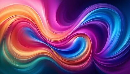 Obraz premium Digital Abstract Illustration of Vibrant Swirling Colors Blending Into One Another, Creating a Smooth, Flowing Background Ideal for Modern Web Designs or Digital Marketing Generative AI