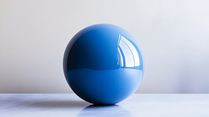 A single shiny blue sphere rests on a table