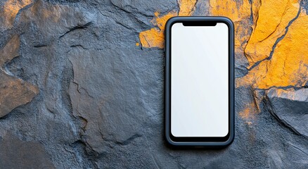 Black Smartphone with Blank White Screen and Liquid Paint Splashes