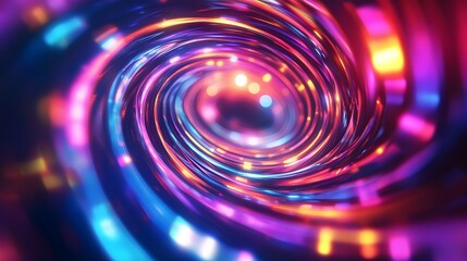 Obraz premium Abstract swirling neon light vortex vibrant colors