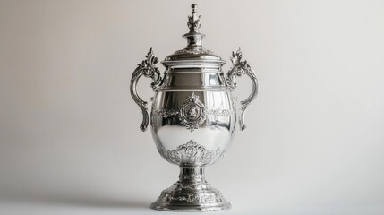 Silver samovar (self-brewer) isolated on white.
