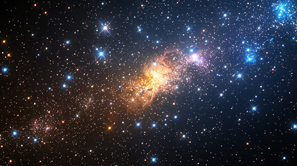 Naklejka premium Sparkling Starry Sky with a Bright Nebula in Space