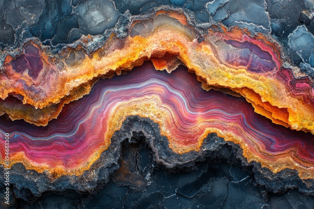Aufkleber This image displays dynamic bands of color through abstract rock formations, showcasing the mesmerizing patterns found in natural artistic compositions.