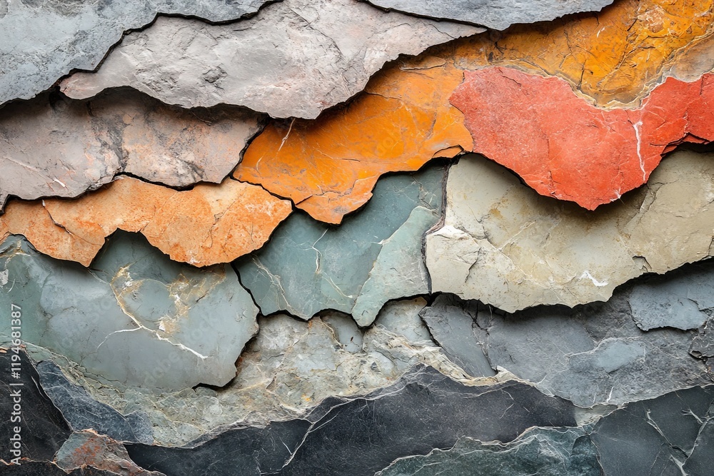 Poster this artistic representation of layered rock textures uses natural vibrant colors, capturing the tim