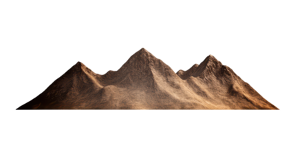 Sunset Over Mountains concept. Mountainous landscape with dramatic lighting on transparent background.