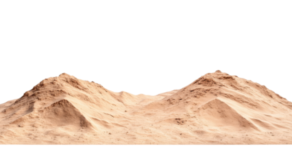 Sunset Over Mountains concept. Desert landscape with mountains on transparent background.