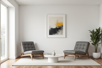 Fototapeta premium Minimalist decor with a single piece of abstract art