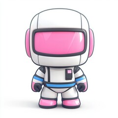Adorable Pink And White Robot Astronaut Character
