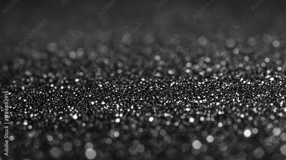 Poster glittering particles create a mesmerizing effect in an abstract black background