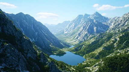 Obraz premium Serene Mountain Valley Lake