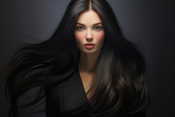 Fototapeta premium Black hair portrait adult photo.