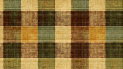 99. A soft, plaid flannel pattern in muted tones of green, brown, and yellow