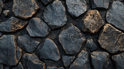 Rough stone wall with natural textured surface pattern in gray and brown tones