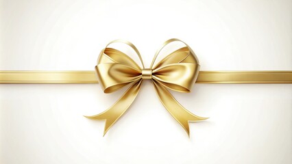 Fototapeta premium Elegant Golden Ribbon Bow on White Background for Festive Occasions