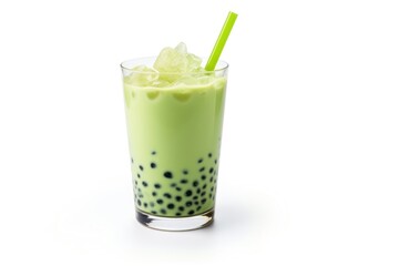 Drink white background refreshment bubble tea.