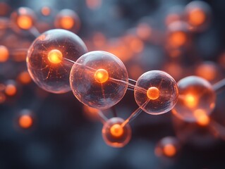 Glowing orange atoms connected by bonds.