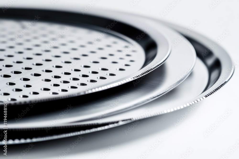 Poster a close-up shot of three dinner plates on a table, ideal for use in food-related content