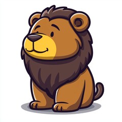 Adorable Cartoon Lion Cub Sitting Calmly