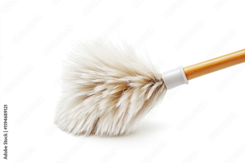 Poster a detailed shot of a brush on a white background, suitable for use in advertising or educational con