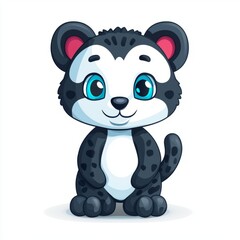Fototapeta premium Adorable Cartoon Baby Leopard Cub Sitting