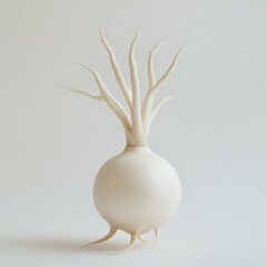 Unique White Bulb Plant with Intricate, Curving Stems and Roots: A Botanical Wonder