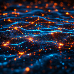 Obraz premium Abstract Glowing Wave Patterns, Futuristic Network of Light and Data