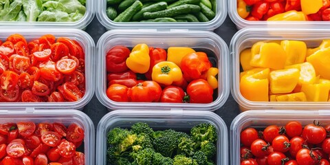 Fresh Vegetables and Fruits in Containers
