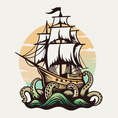 pirates ship illustrtion