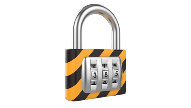 Digital security lock, transparent background
