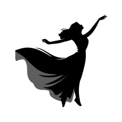 Vector Silhouette Of a Dancing Women