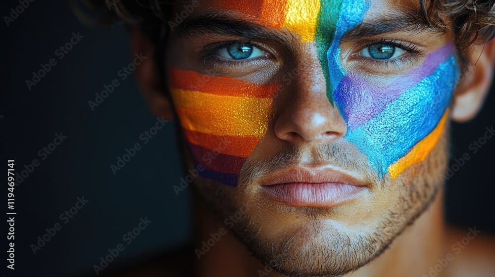 Aufkleber a close-up shot of a person with a painted face, ideal for use in creative projects where you need t