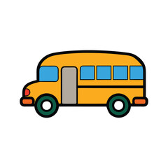 Illustration of school kids riding yellow school bus transportation education. Student child isolated school bus safety stop drive vector